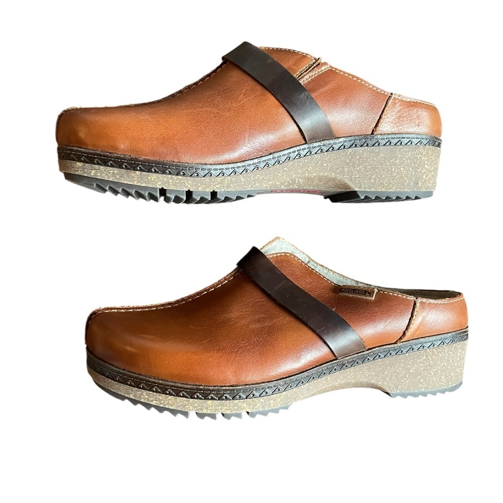 Pikolinos Women’s Granada Leather Clogs Brandy 38 US 7.5-8 Comfort Walking Brown - Picture 7 of 16